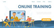 © Kudryavtsev - Online training web page with people at webinar, flat vector illustration.