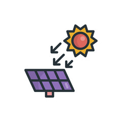 solar irradiance vector filled outline icon style illustration. eps 10 file