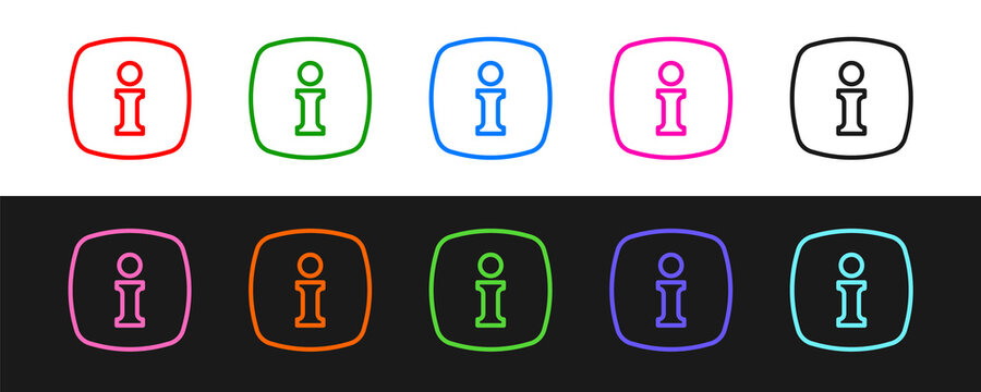 Set line Information icon isolated on black and white background. Vector