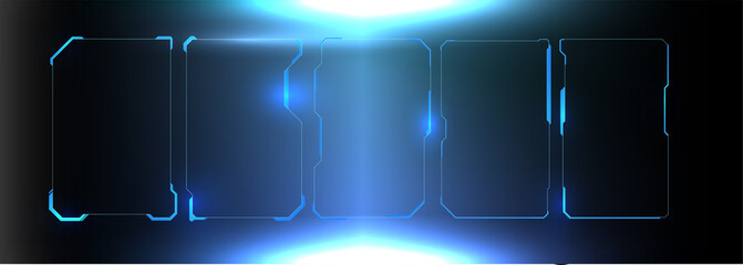 Poster - Futuristic Vector HUD Interface Screen Design. Digital callouts titles. HUD UI GUI futuristic user interface screen elements set. High tech screen for video game. Sci-fi concept design.	