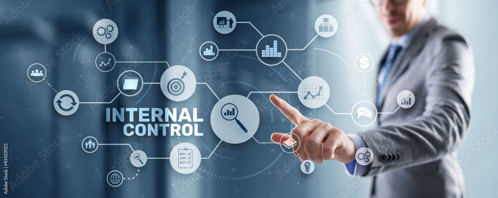 Internal control on virtual screen. Accounting and audit - obrazy, fototapety, plakaty 