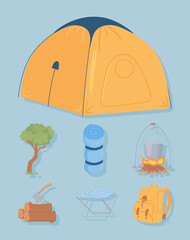 Sticker - camping equiment set