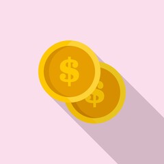 Poster - bank teller dollar coins icon, flat style