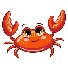 Funny cute ocean crab vector isolated illustration