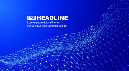 Poster - Dots and lines link triangles to form a wavy mesh network