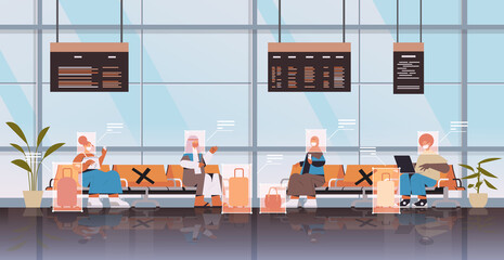 Poster - detection and identification of people in airport terminal facial recognition system AI analyze big data concept