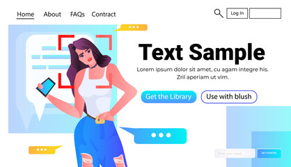 Poster - detection and identification woman in mask using mobile chatting app facial recognition system AI analyze big data