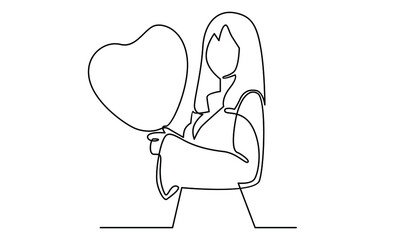 Continue line of woman holding heart vector illustration