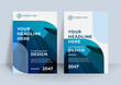 © SyahCreation - Modern blue gradient cover template with line geometric elements and shapes. Blue corporate identity cover business vector design, Flyer brochure advertising abstract background, Leaflet Modern poster