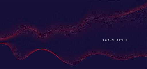 Aufkleber - Vector background with red abstract wave dots