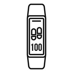 Poster - running fitness band icon, outline style