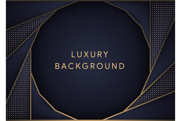 Poster - Abstract luxury background template design use gold and blue gradient colors. polygonal shape as place for text. dot pattern element.