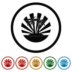 Sticker - Palm trees on the island ring icon color set