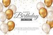 © Kanamizu Studio - happy birthday greeting template with balloon and