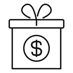 Poster - Money gift box icon, outline style