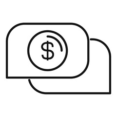 Sticker - Benefit money chat icon, outline style