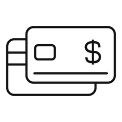 Sticker - Dollar credit card icon, outline style