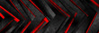 Glossy red and black grunge geometric arrows abstract background. Vector retro banner design
