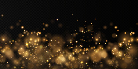 Wall Mural - Gold dust PNG. Glittering particles of fairy dust. Magic concept. Abstract festive background. Christmas background. Space background.	
