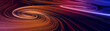 Abstract modern ultra wide background with smooth swirl lines creating vortex structures in a complex data stream. 3D rendering.
