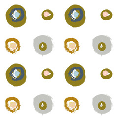 Aufkleber - Painted circles background. Acrylic paint or ink rounded hand painted brush strokes. Vector seamless pattern in pastel colors. Retro scandinavian style colorful abstract decorative ornament