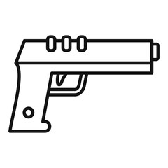 Sticker - Security service pistol icon, outline style