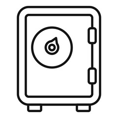 Sticker - Security service money safe icon, outline style