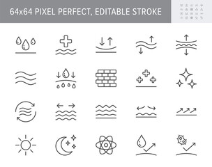 Poster - cosmetic properties line icons. vector illustration include icon - day cream, moisture, dermatology,