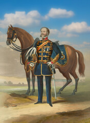 Wall Mural - British Light Dragoons in 1850s. Illustration.