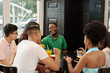 © etonastenka - Lifestyle and friendship concepts with real people models. Group of six friends having fun a coffee together