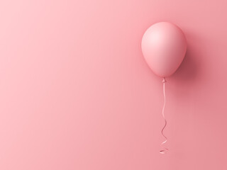 Poster - Sweet pink pastel color balloon isolated on pink wall background with shadow minimal conceptual 3D rendering