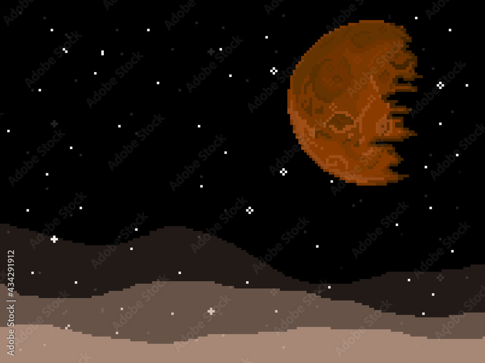 Pixel art space, planet design. Pixel art 8 bit Stock Vector | Adobe Stock