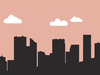 Leinwandbilder - Pixel city, pixel art city. Pixel art background. 8bit Pixel art