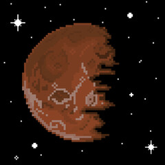 Leinwandbilder - Pixel art space, planet design. Pixel art 8 bit