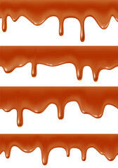 Aufkleber - Set of Melted caramel dripping, realistic vector illustration