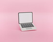 minimal laptop isolated on pastel pink background. 3d rendering