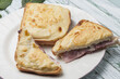 French croque-monsieur with bechamel and ham