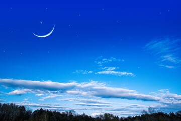 Wall Mural - moon with beautiful sunset background
