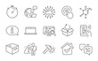 © blankstock - Click, Hammer blow and 5g internet line icons set. Return package, Laptop and Information signs. Timer, Seo analytics and Cloud network symbols. Office box, Bitcoin pay and Chemical formula. Vector