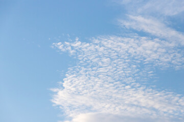 Wall Mural - white cloud on blue sky. abstract strange cloud shape look like sea wave. cirrocumulus cloud.