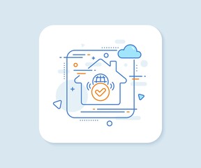 Aufkleber - Verified internet line icon. Abstract vector button. Approved web access sign. Confirmed connection symbol. Verified internet line icon. Home concept badge. Vector