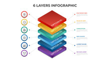 6 Layers Infographic Element Template Vector, Vertical List Diagram For Presentation Layout, Etc.