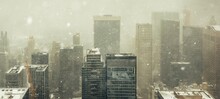 New York City Skyline In Snow