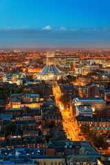 Fototapete - Liverpool skyline rooftop night view