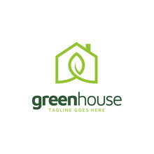 Simple Fresh Leaf And House For Eco Green Home Farm Plant Cultivation Logo Design