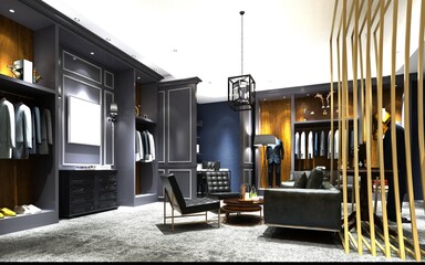 Poster - 3d render of man fashion store, suite shop