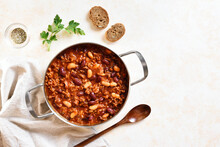 Cowboy Beans In Cooking Pan