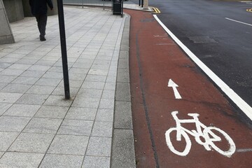 Bike lane in Leeds city UK