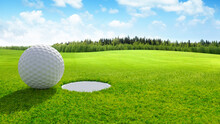 High Angle View Of Golf Ball On Field Against Sky