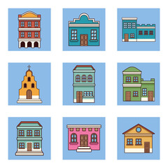 Canvas Print - nine festa junina buildings